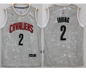 Men's Cleveland Cavaliers #2 Kyrie Irving Adidas 2015 Gray City Lights Swingman Jersey