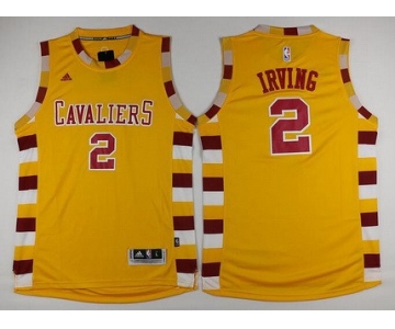 Men's Cleveland Cavaliers #2 Kyrie Irving Revolution 30 Swingman 2015-16 Retro Gold Jersey