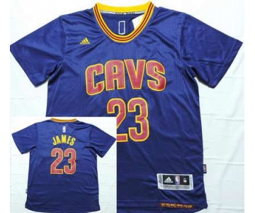 Men's Cleveland Cavaliers #23 LeBron James Revolution 30 Swingman 2014 New Navy Blue Short-Sleeved Jersey