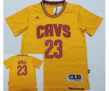 Men's Cleveland Cavaliers #23 LeBron James Revolution 30 Swingman 2014 New Yellow Short-Sleeved Jersey