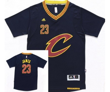 Men's Cleveland Cavaliers #23 LeBron James Revolution 30 Swingman 2015-16 New Navy Blue Short-Sleeved Jersey