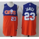 Men's Cleveland Cavaliers #23 LeBron James Royal Blue with Orange Fadeaway 2017-2018 Nike Swingman Stitched NBA Jersey