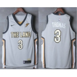 Men's Cleveland Cavaliers #3 Isaiah Thomas Gray The Land 2017-2018 Nike Authentic Stitched NBA Jersey