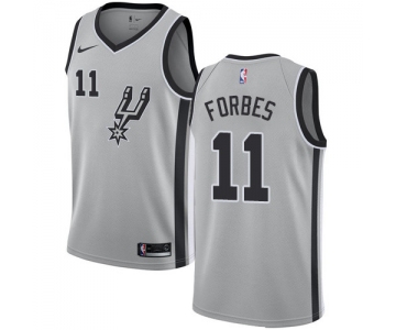 Men's Nike San Antonio Spurs #11 Bryn Forbes Silver Basketball Swingman Statement Edition Jersey