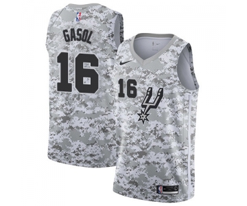 Men's Nike San Antonio Spurs #16 Pau Gasol White Camo Basketball Swingman Earned Edition Jersey