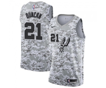 Men's Nike San Antonio Spurs #21 Tim Duncan White Camo Basketball Swingman Earned Edition Jersey