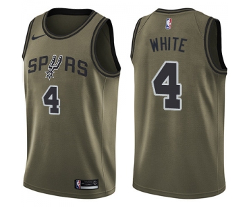 Men's Nike San Antonio Spurs #4 Derrick White Green Basketball Swingman Salute to Service Jersey