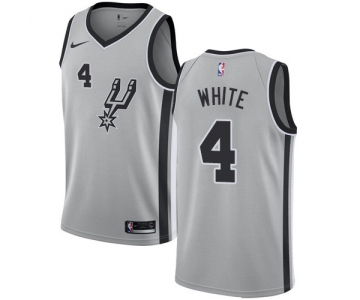 Men's Nike San Antonio Spurs #4 Derrick White Silver Basketball Swingman Statement Edition Jersey
