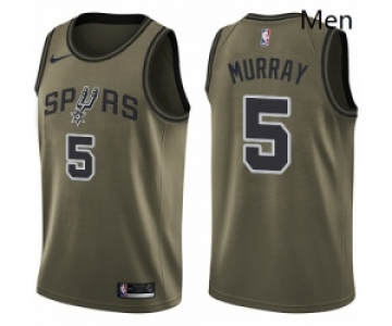 Mens Nike San Antonio Spurs 5 Dejounte Murray Swingman Green Salute to Service NBA Jersey
