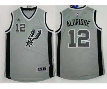 Men's San Antonio Spurs #12 LaMarcus Aldridge Revolution 30 Swingman 2015 New Gray Jersey
