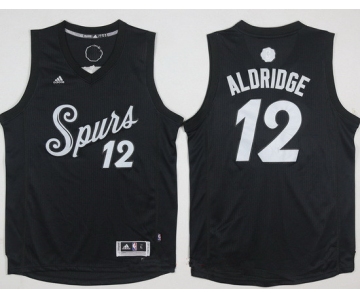Men's San Antonio Spurs #12 LaMarcus Aldridge adidas Black 2016 Christmas Day Stitched NBA Swingman Jersey