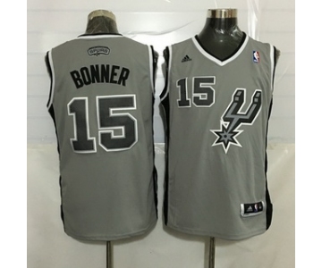 Men's San Antonio Spurs #15 Matt Bonner Revolution 30 Swingman Gray Jersey