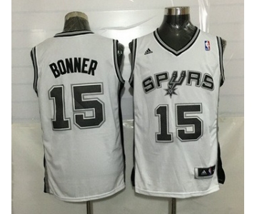 Men's San Antonio Spurs #15 Matt Bonner Revolution 30 Swingman White Jersey