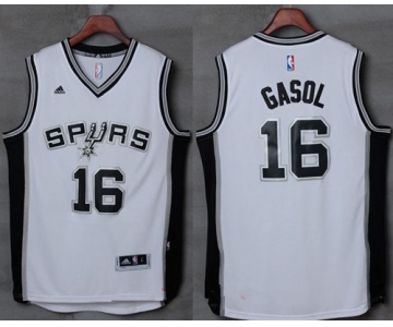 Men's San Antonio Spurs #16 Pau Gasol White Stitched NBA Adidas Revolution 30 Swingman Jersey