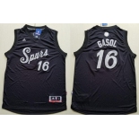 Men's San Antonio Spurs #16 Pau Gasol adidas Black 2016 Christmas Day Stitched NBA Swingman Jersey