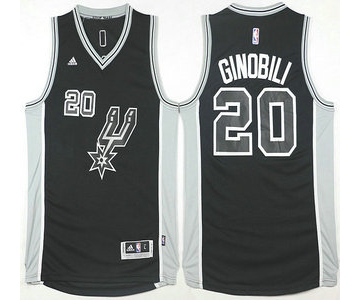 Men's San Antonio Spurs #20 Manu Ginobili Revolution 30 Swingman 2015-16 New Black Jersey
