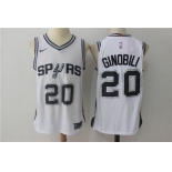 Men's San Antonio Spurs #20 Manu Ginobili White 2017-2018 Nike Swingman Stitched NBA Jersey
