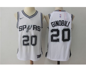 Men's San Antonio Spurs #20 Manu Ginobili White 2017-2018 Nike Swingman Stitched NBA Jersey