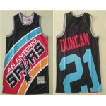 Men's San Antonio Spurs #21 Tim Duncan Black Big Face Mitchell Ness Hardwood Classics Soul Swingman Throwback Jersey