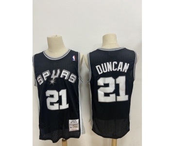 Men's San Antonio Spurs #21 Tim Duncan Black Hardwood Classics Soul Swingman Throwback Jersey