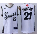 Men's San Antonio Spurs #21 Tim Duncan Revolution 30 Swingman 2015 Christmas Day White Jersey