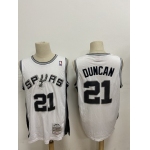 Men's San Antonio Spurs #21 Tim Duncan White Hardwood Classics Soul Swingman Throwback Jersey