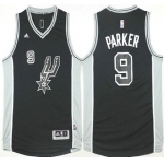 Men's San Antonio Spurs #9 Tony Parker Revolution 30 Swingman 2015-16 New Black Jersey