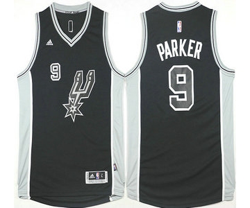 Men's San Antonio Spurs #9 Tony Parker Revolution 30 Swingman 2015-16 New Black Jersey