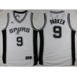 Men's San Antonio Spurs #9 Tony Parker Revolution 30 Swingman 2015-16 White Jersey