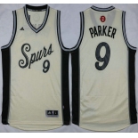 Men's San Antonio Spurs #9 Tony Parker Revolution 30 Swingman 2015 Christmas Day White Jersey