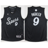 Men's San Antonio Spurs #9 Tony Parker adidas Black 2016 Christmas Day Stitched NBA Swingman Jersey