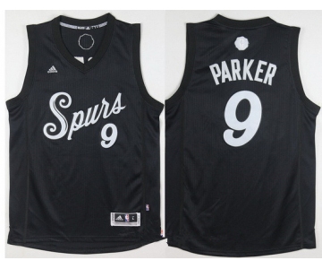 Men's San Antonio Spurs #9 Tony Parker adidas Black 2016 Christmas Day Stitched NBA Swingman Jersey