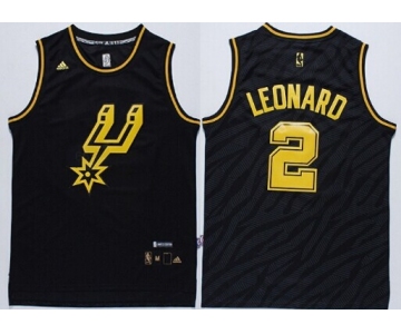 San Antonio Spurs #2 Kawhi Leonard Revolution 30 Swingman 2014 Black With Gold Jersey