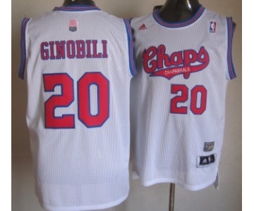 San Antonio Spurs #20 Manu Ginobili ABA Hardwood Classic White Swingman Jersey