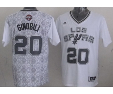 San Antonio Spurs #20 Manu Ginobili Revolution 30 Swingman 2014 Noche Latina White Jersey