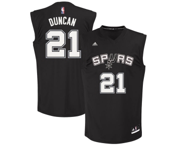 San Antonio Spurs 21 Tim Duncan Black Fashion Replica Jersey