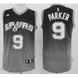 San Antonio Spurs #9 Tony Parker Black/White Resonate Fashion Jersey