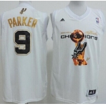 San Antonio Spurs #9 Tony Parker Revolution 30 Swingman 2014 Champions White Jersey