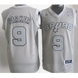 San Antonio Spurs #9 Tony Parker Revolution 30 Swingman Gray Big Color Jersey