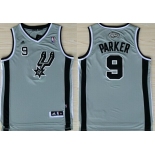 San Antonio Spurs #9 Tony Parker Revolution 30 Swingman Gray Jersey