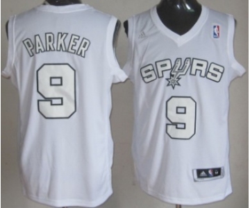 San Antonio Spurs #9 Tony Parker Revolution 30 Swingman White Big Color Jersey