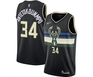 Bucks #34 Giannis Antetokounmpo Black Basketball Swingman Statement Edition 2019-2020 Jersey