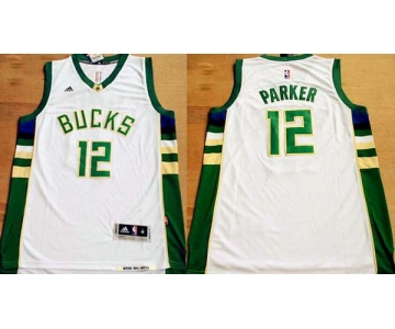Men's Milwaukee Bucks #12 Jabari Parker Revolution 30 Swingman 2015 New White Jersey