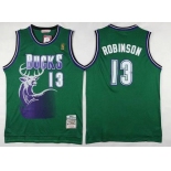 Men's Milwaukee Bucks #13 Glenn Robinson Green Hardwood Classics Soul Swingman Throwback Jersey