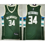 Men's Milwaukee Bucks #34 Giannis Antetokounmpo 75th Anniversary Diamond Green 2021 Stitched Jersey