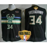 Men's Milwaukee Bucks #34 Giannis Antetokounmpo Black 2021 Finals Patch City Edition NBA Swingman Jersey
