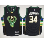 Men's Milwaukee Bucks #34 Giannis Antetokounmpo Revolution 30 Swingman 2015-16 Black Jersey