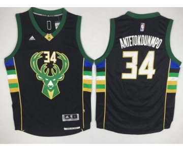 Men's Milwaukee Bucks #34 Giannis Antetokounmpo Revolution 30 Swingman 2015-16 Black Jersey