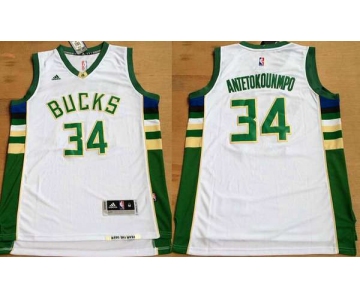 Men's Milwaukee Bucks #34 Giannis Antetokounmpo Revolution 30 Swingman 2015 New White Jersey
