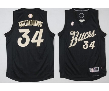 Men's Milwaukee Bucks #34 Giannis Antetokounmpo adidas Black 2016 Christmas Day Stitched NBA Swingman Jersey